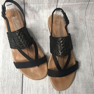 UGG Basket Weave Black Metallic Sandals Woman’s Size 8.5